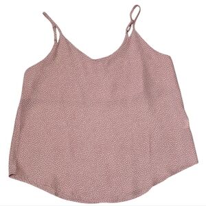 MINE Anthro Pink White Polka Dot Spaghetti Strap Camisole Tank Top Size Large